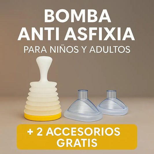 Bomba anti asfixia para niños y adultos + 2 accesorios gratis