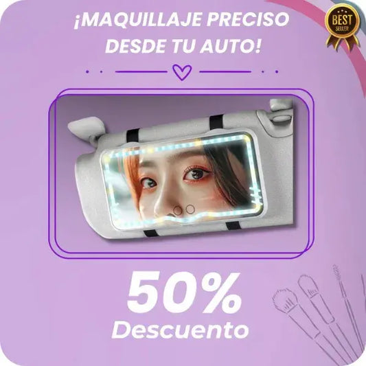 Espejo con luz led de maquillaje para carro 🚘
