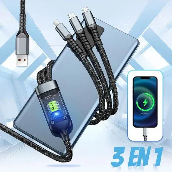 Cable 3 en 1 de carga superrápida de 100 W