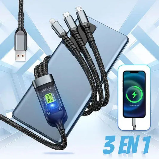 Cable 3 en 1 de carga superrápida de 100 W