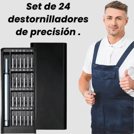 Set de 24 destornilladores de precisión hechos en acero de aleación S2.
