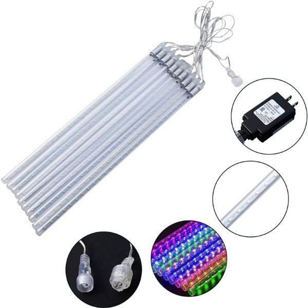 Luces de lluvia estelar 10 tubos con 288 luces led /Panel solar