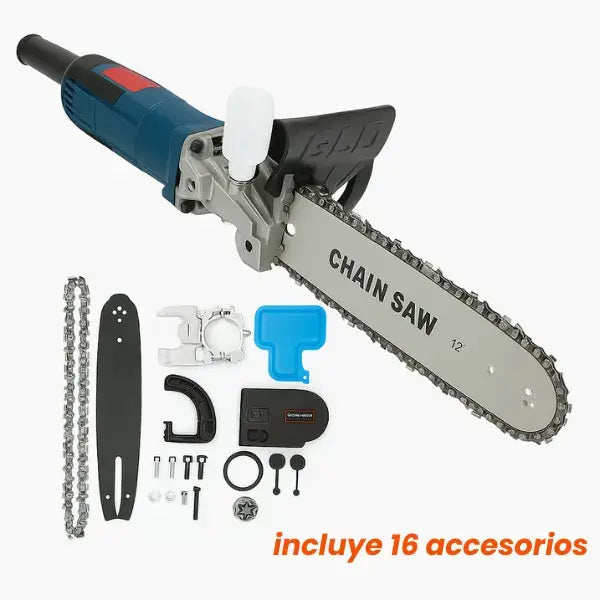 Adaptador de Motosierra Para Amoladora | incluye 16 accesorios