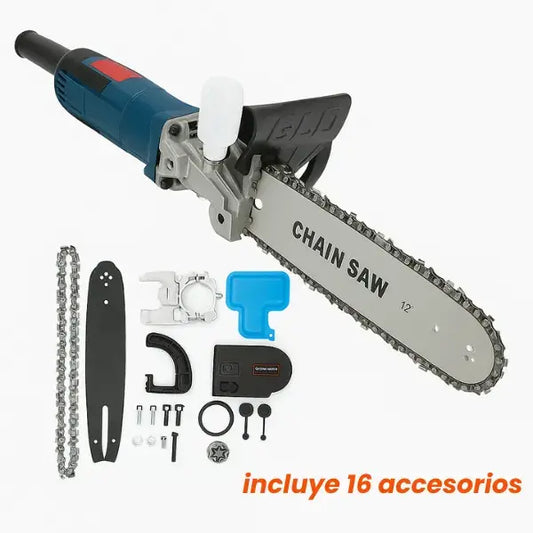 Adaptador de Motosierra Para Amoladora | incluye 16 accesorios