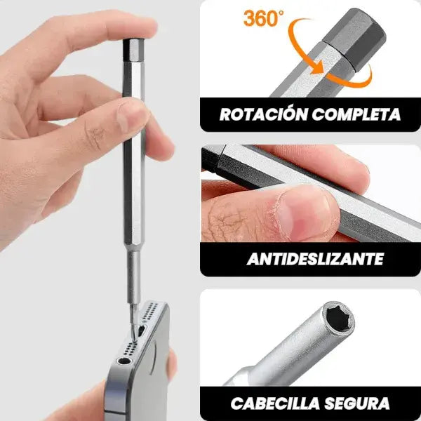 Set de 24 destornilladores de precisión hechos en acero de aleación S2.