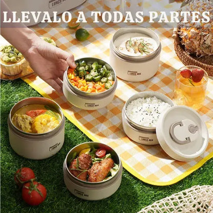 Lonchera térmica portátil con 2 contenedores para almuerzo🍲