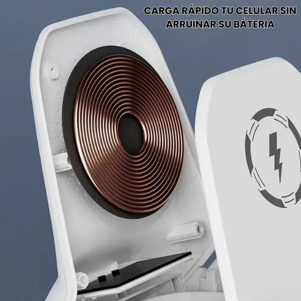 Soporte inalámbrico con carga rápida y amplificación de sonido
