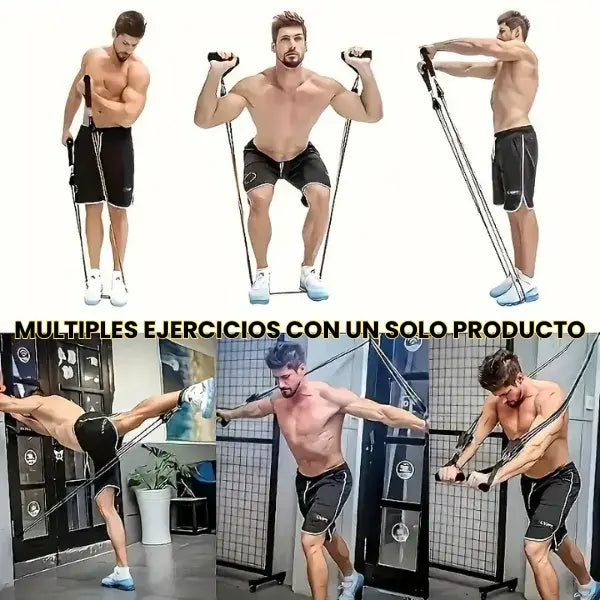 Kit de fitness para hombre | Incluye 5 ligas tubulares + 5 accesorios + 🎁bolsa para transporta gratis