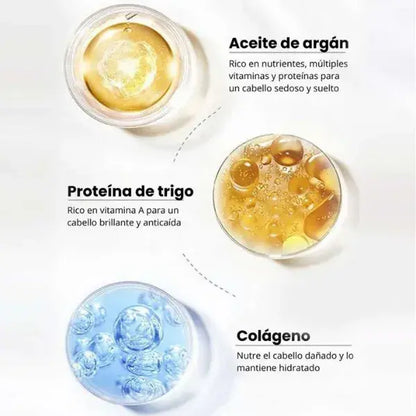 Tratamiento capilar natural con colágeno efecto antifrizz