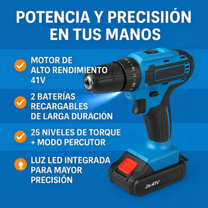 Taladro Inalámbrico con 2 baterías + 🎁 32 accesorios GRATIS (LIQUIDACIÓN POR CIERRE)