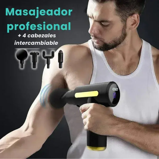 Masajeador profesional con 4 cabezales intercambiable y 6 velocidades de masaje