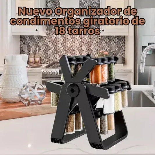 Organizador de condimentos giratorio de 18 tarros
