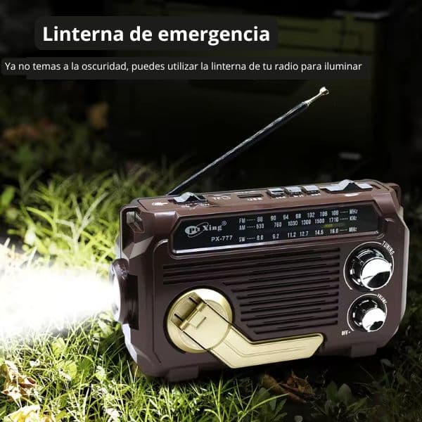 Radio portatil con panel solar | Sincroniza bandas AM/FM/SW