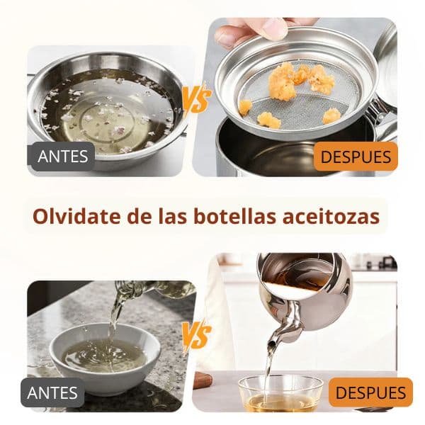 Tetera dispensadora con filtro de aceite de acero inoxidable 304