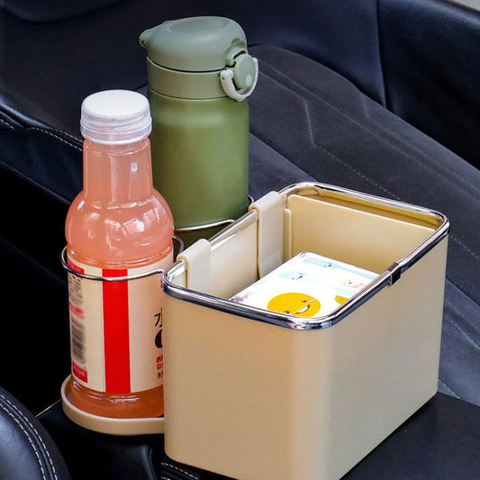 Caja de almacenamiento con 2 portavasos para carro