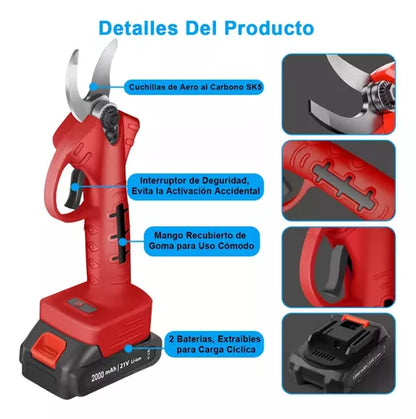 Tijeras de podar eléctricas para jardín con batería y cargador