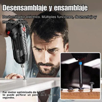 Destornillador Electrico Alemán | Incluye Caja de almacenamiento + 47 piezas + cargador ⚒️