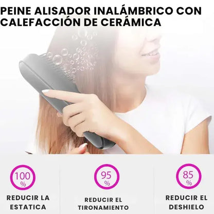 Peine alisador inalámbrico con calefacción de cerámica , pantalla led y carga usb