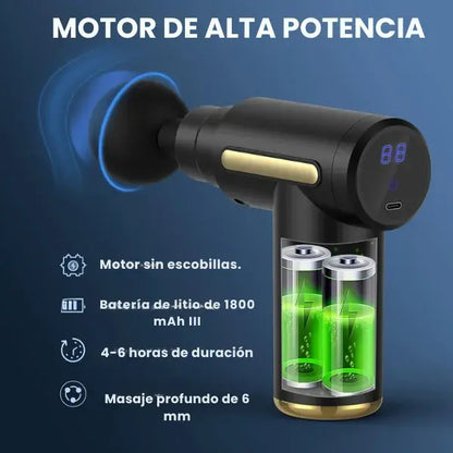 Masajeador profesional con 4 cabezales intercambiable y 6 velocidades de masaje