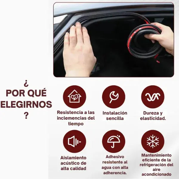 Goma protectora de polvo y reducción de ruido para carro 🚘 | 1 rollo de 5 metros