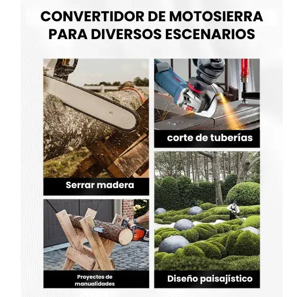 Adaptador de Motosierra Para Amoladora | incluye 16 accesorios
