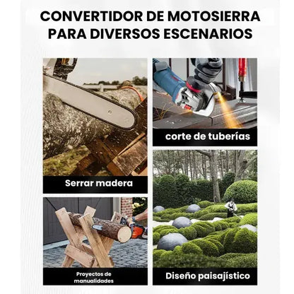 Adaptador de Motosierra Para Amoladora | incluye 16 accesorios