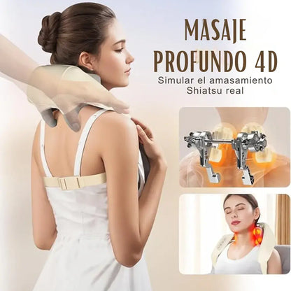 Masajeador de cuello y hombros eléctrico con calor infrarrojo y múltiples modos de masaje