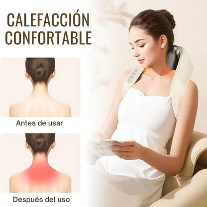 Masajeador de cuello y hombros eléctrico con calor infrarrojo y múltiples modos de masaje