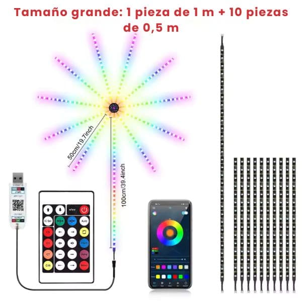 Luces LED de fuegos artificiales con control remoto