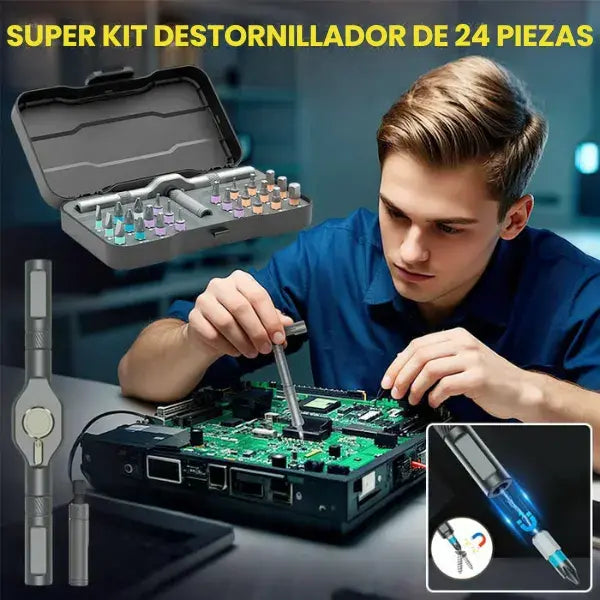 Kit de destornilladores de trinquete multifunción 24 en 1 | magnético, compacto y portátil