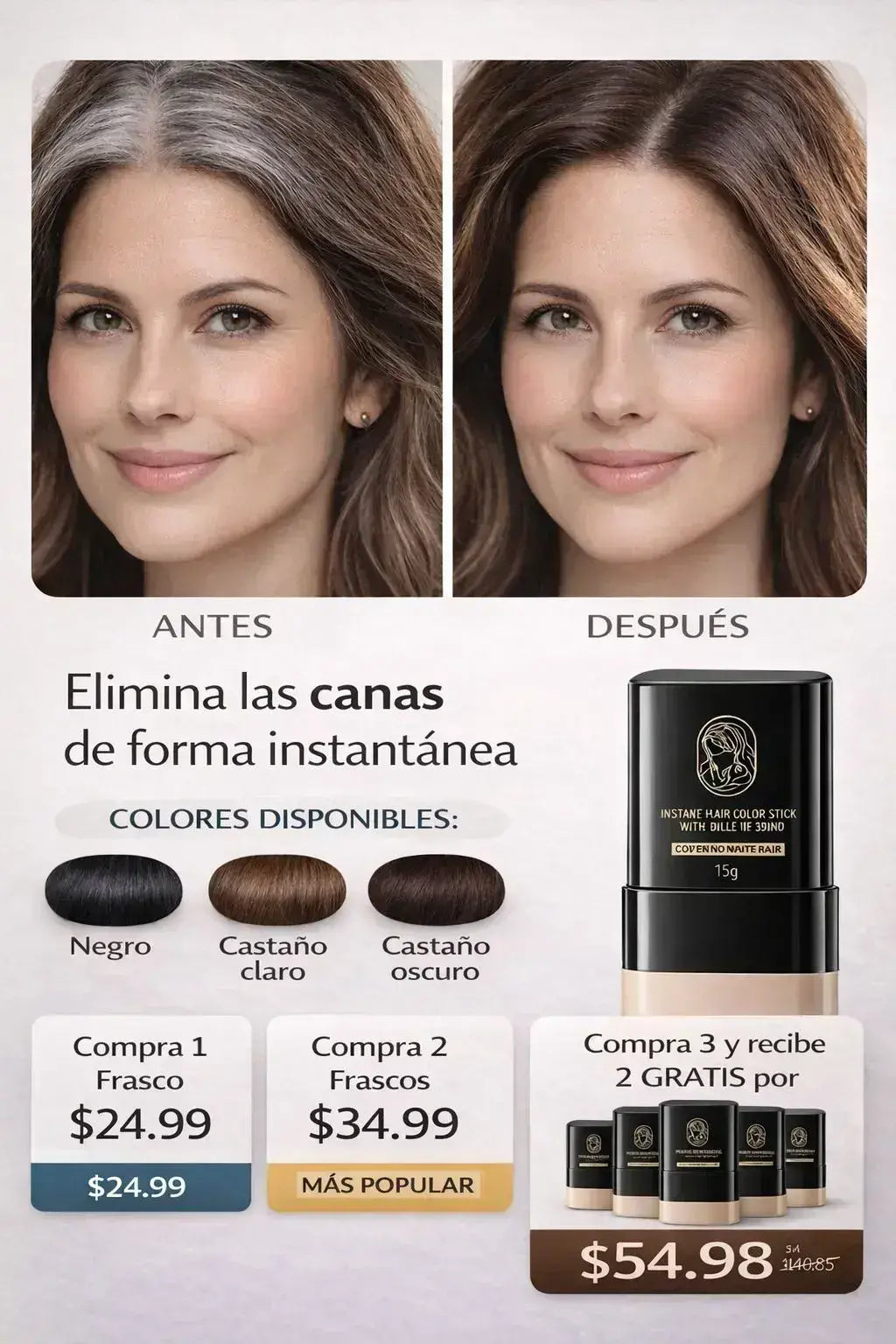 Tinte Instantáneo para Cabello en Barra con Peine Incorporado