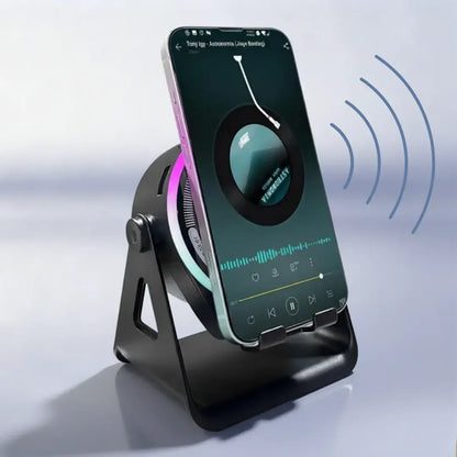 🎶📱 Altavoz inalámbrico por inducción 5 en 1 con soporte ajustable para teléfono