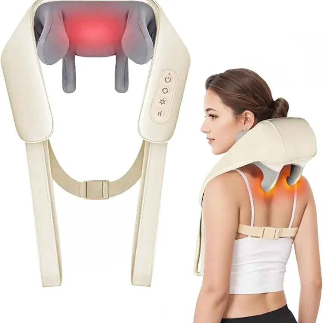 Masajeador de cuello y hombros eléctrico con calor infrarrojo y múltiples modos de masaje