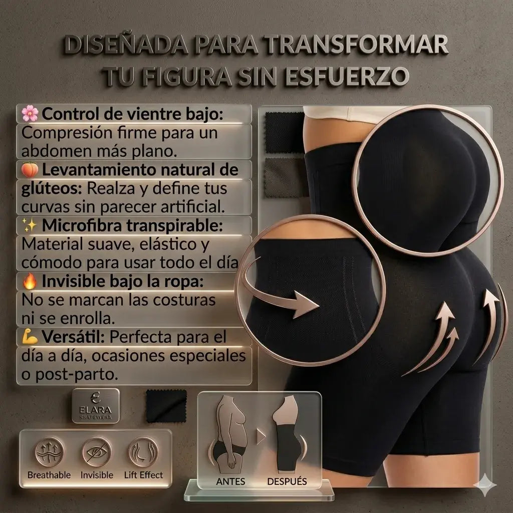 Faja sexy de microfibra tipo short con control de abdomen y levanta gluteos
