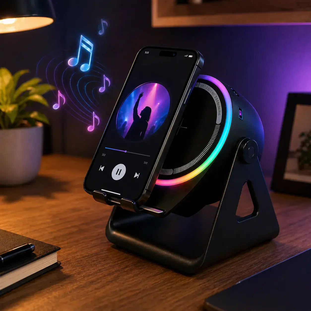 Soporte parlante de induccion 3 en 1 | Sonido instantáneo, Nuevo diseño circular