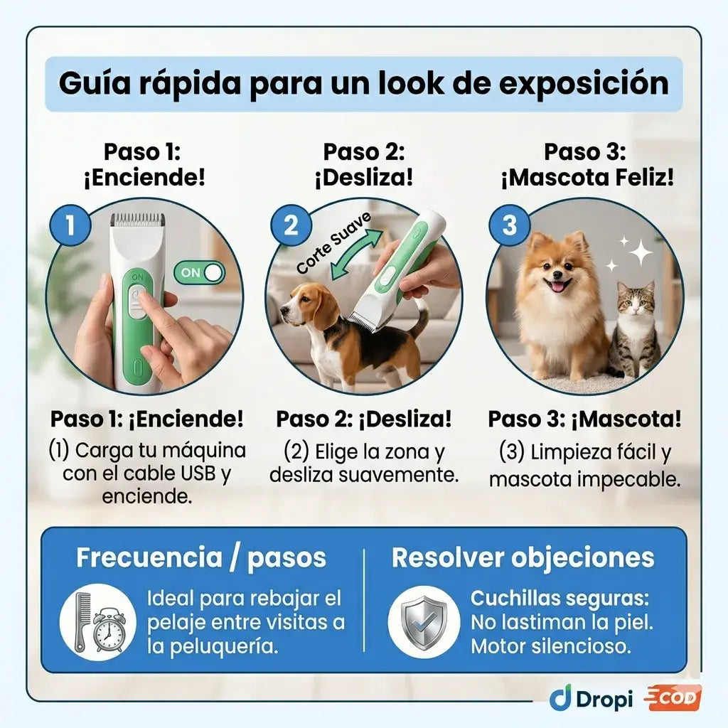 Maquina recortadora de pelo con cabezales intercambiables para el Cuidado de las patas y zonas sensibles 🐾