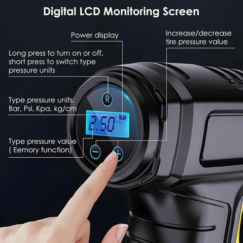 Compresor de aire portátil e inalámbrico con pantalla digital